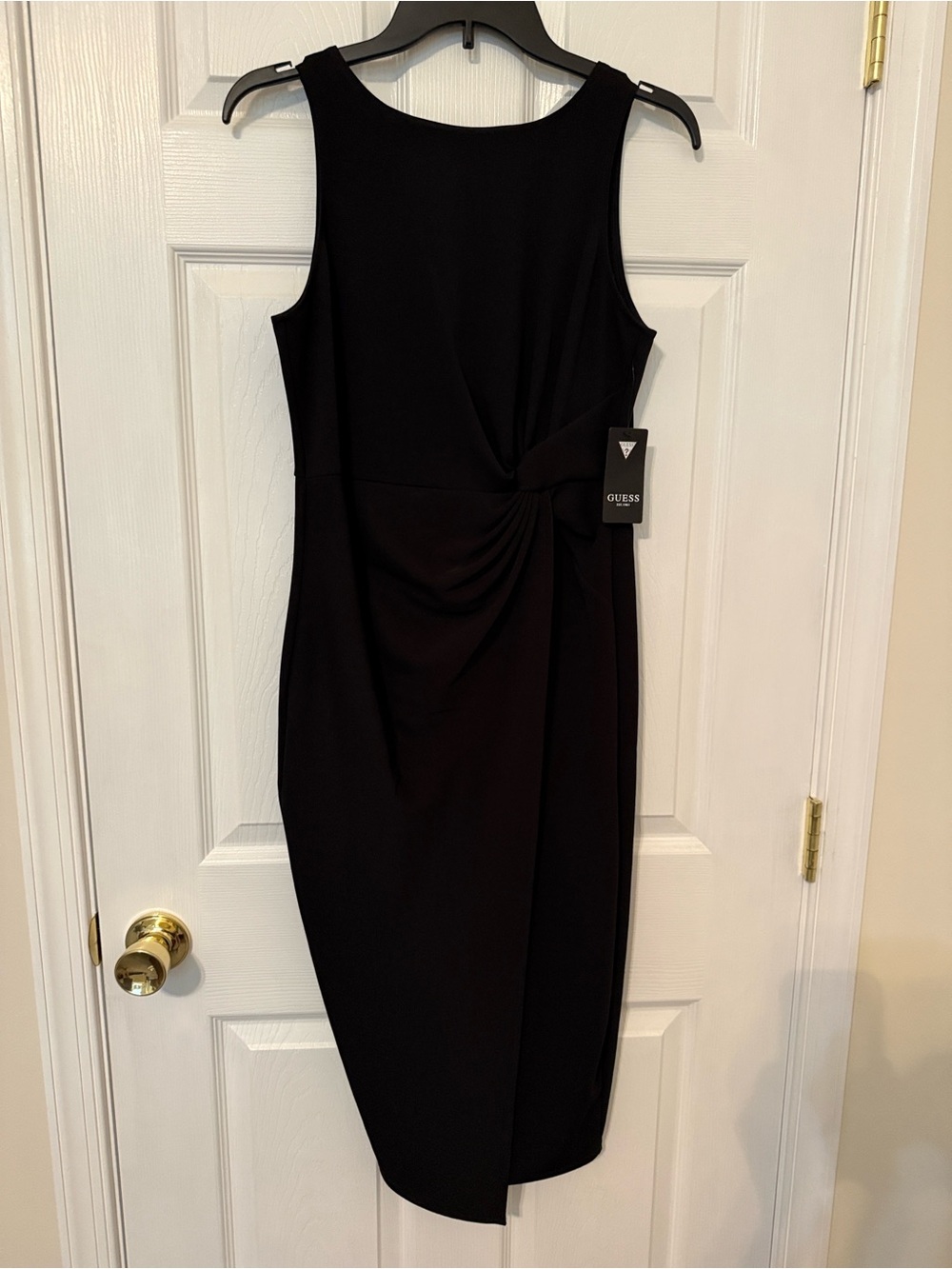 NWT GUESS Black Sleeveless Midi Dress with Waist Knot